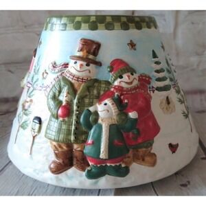 Yankee Candle Teresa Kogut Snowman Family Christmas Jar Candle Topper Large GUC